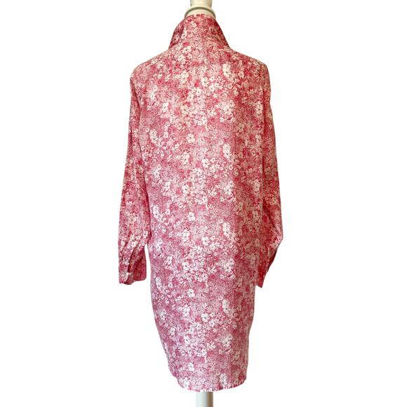Frank & Eileen Mary Dress Shirtdress Linen Pink Floral Hibiscus Size S - Picture 7 of 7